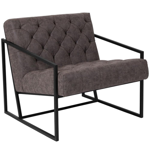 Hercules Madison Series Retro Gray Leathersoft Tufted Lounge Chair By Flash Furniture | Lounge Chairs | Modishstore