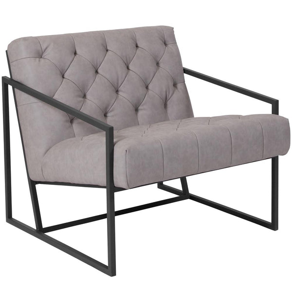Hercules Madison Series Retro Light Gray Leathersoft Tufted Lounge Chair By Flash Furniture | Lounge Chairs | Modishstore