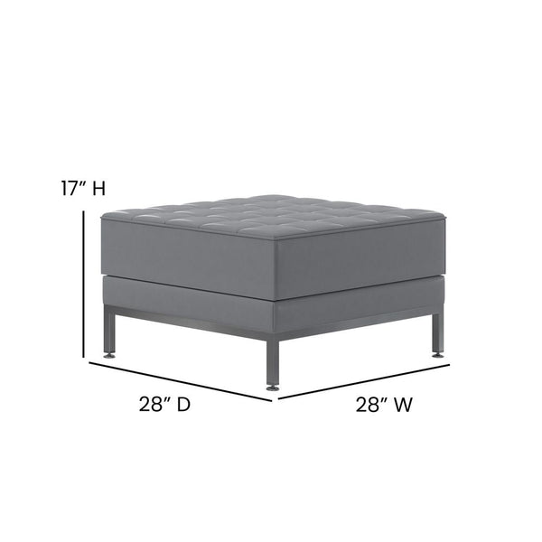 Hercules Imagination Series Gray Leathersoft Ottoman By Flash Furniture | Ottomans | Modishstore - 4