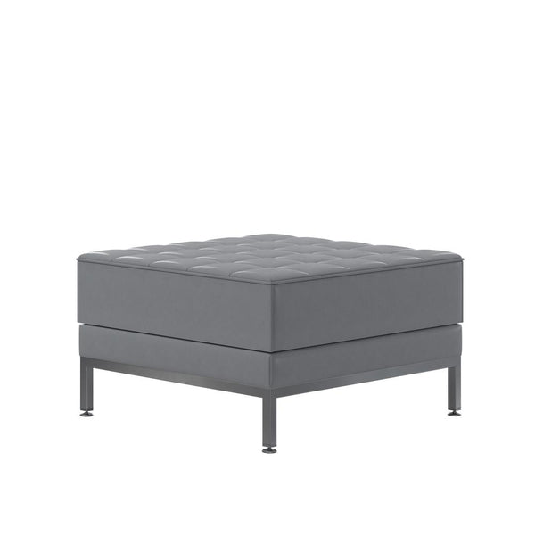 Hercules Imagination Series Gray Leathersoft Ottoman By Flash Furniture | Ottomans | Modishstore - 2