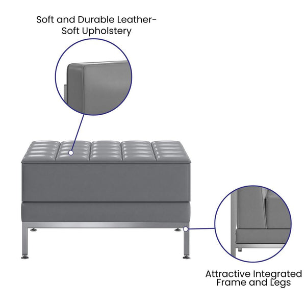 Hercules Imagination Series Gray Leathersoft Ottoman By Flash Furniture | Ottomans | Modishstore - 3
