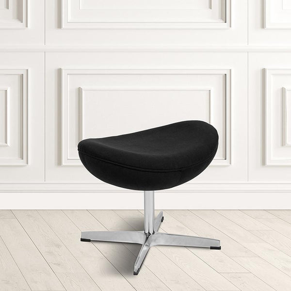 Black Fabric Saddle Wing Ottoman By Flash Furniture | Ottomans | Modishstore