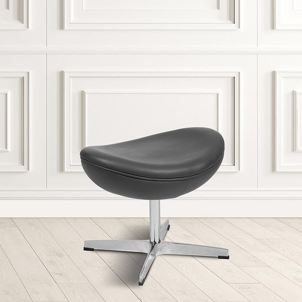 Gray Leathersoft Saddle Wing Ottoman By Flash Furniture | Ottomans | Modishstore
