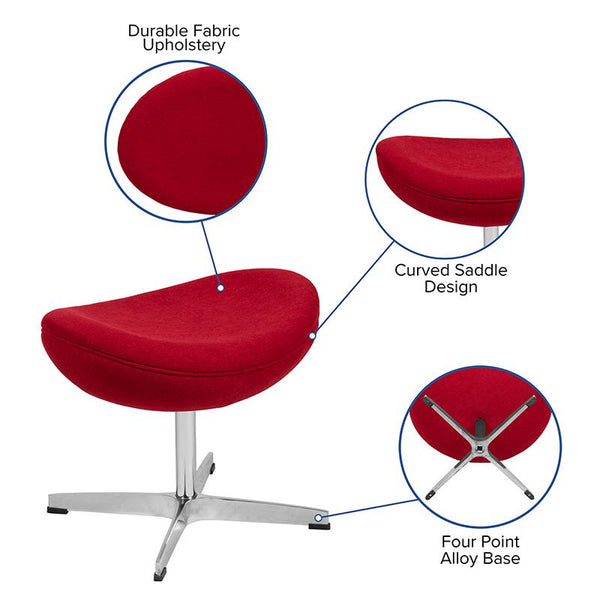 Red Fabric Saddle Wing Ottoman By Flash Furniture | Ottomans | Modishstore - 4