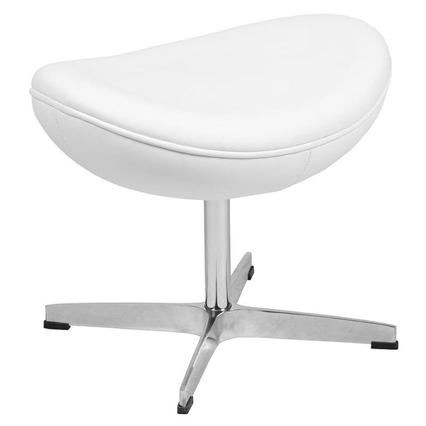 White Leathersoft Saddle Wing Ottoman By Flash Furniture | Ottomans | Modishstore - 2