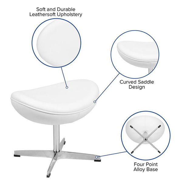 White Leathersoft Saddle Wing Ottoman By Flash Furniture | Ottomans | Modishstore - 4