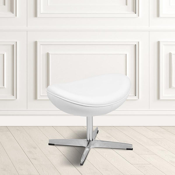 White Leathersoft Saddle Wing Ottoman By Flash Furniture | Ottomans | Modishstore