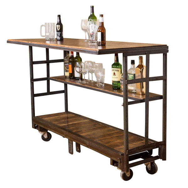 Napa East Vintage Cart Rolling Bar with Shelf