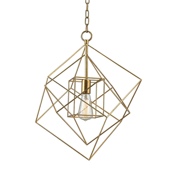 Dimond Lighting Neil Gold Leaf 1-Light Box Pendant | Modishstore | Pendant Lamps
