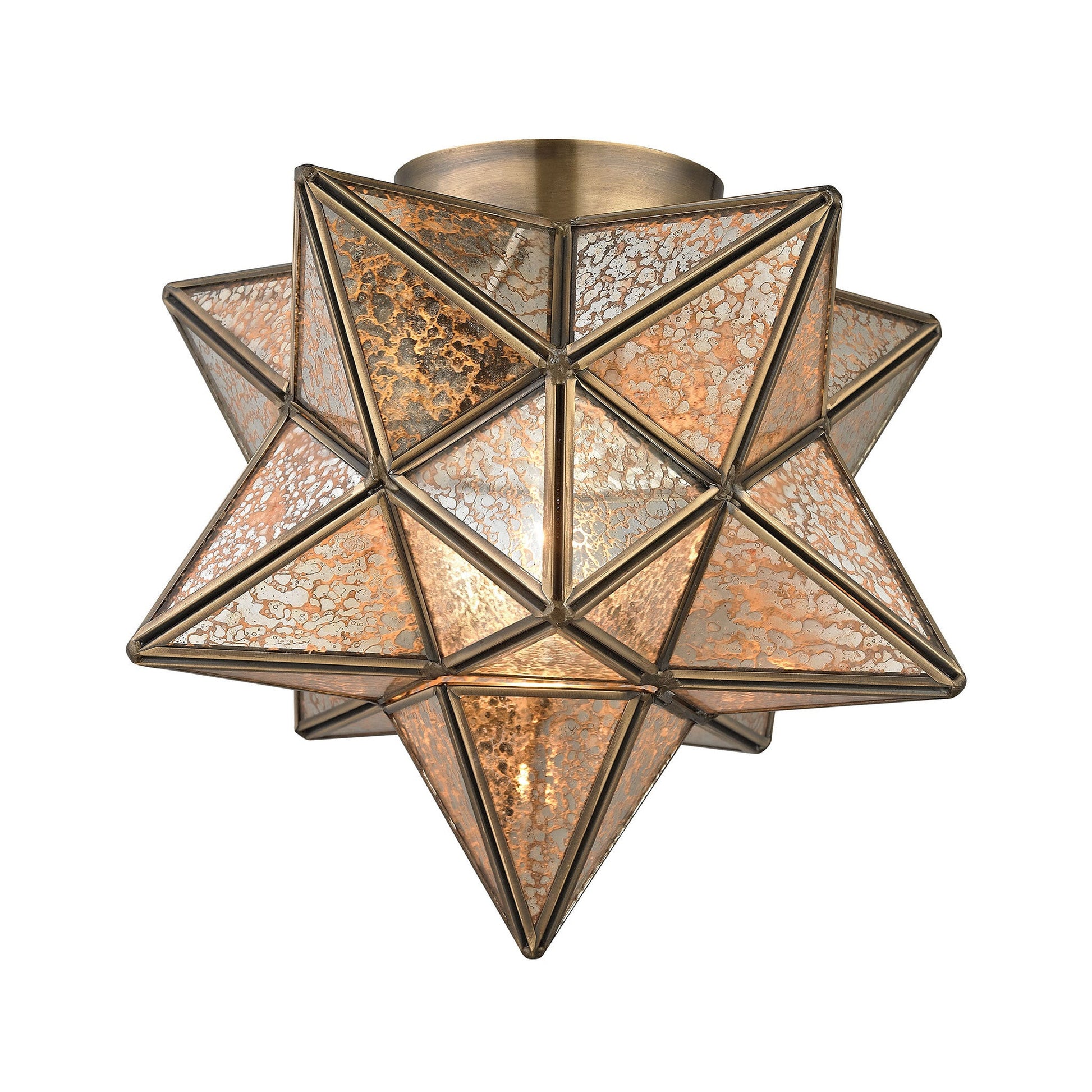 Sterling Industries Sirius Gold 10-Inch Metal Flush Mount Wth Antiqued Mercury Glass | Modishstore | Ceiling Lamps