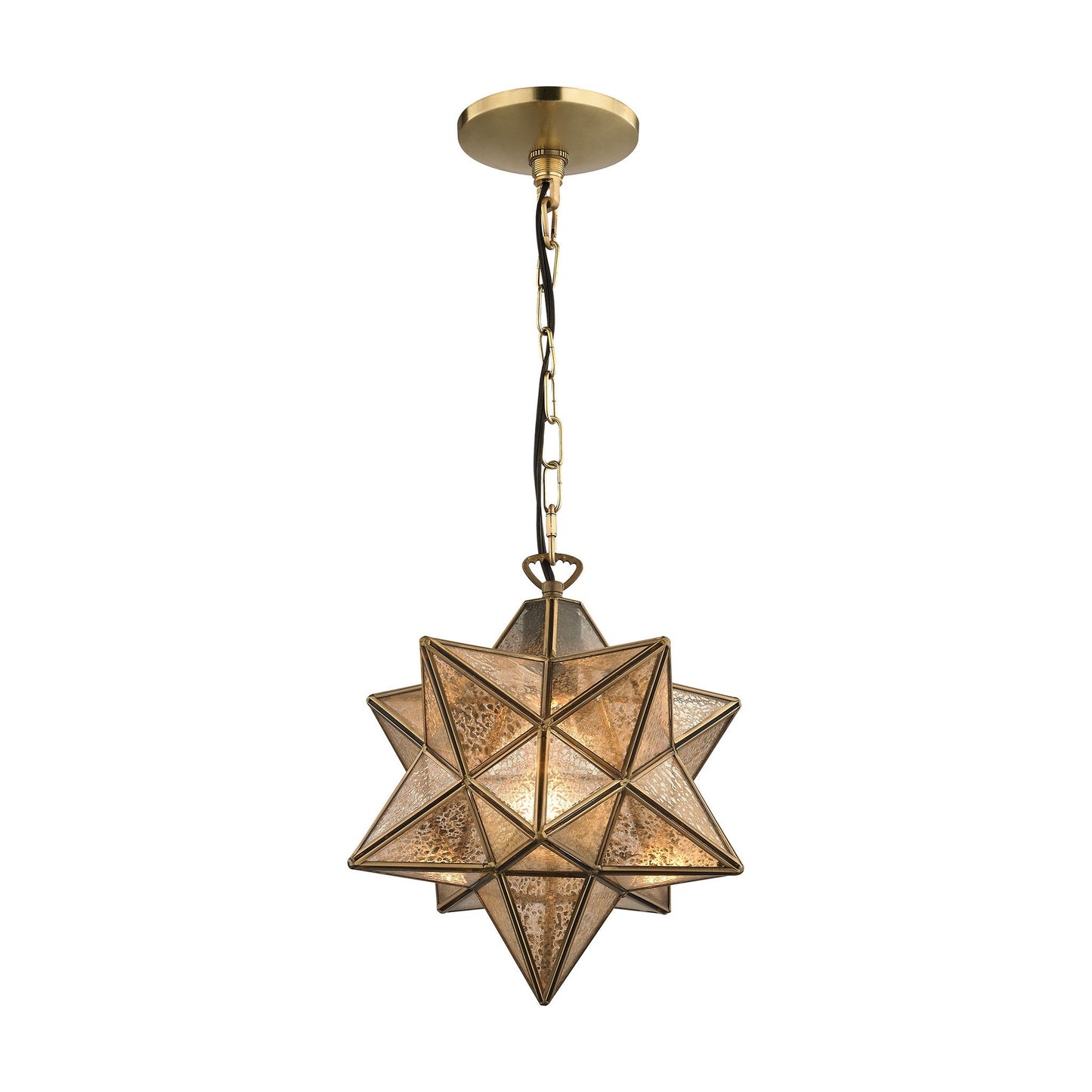 Sterling Industries Sirius Gold 10-Inch Metal Pendant with Antiqued Mercury Glass | Modishstore | Pendant Lamps