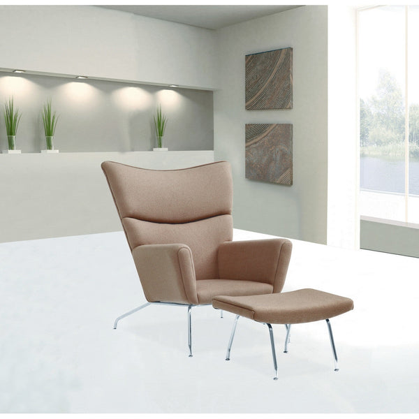 Fine Mod Imports Wing Chair and Ottoman in Wool | Armchairs | Modishstore-13