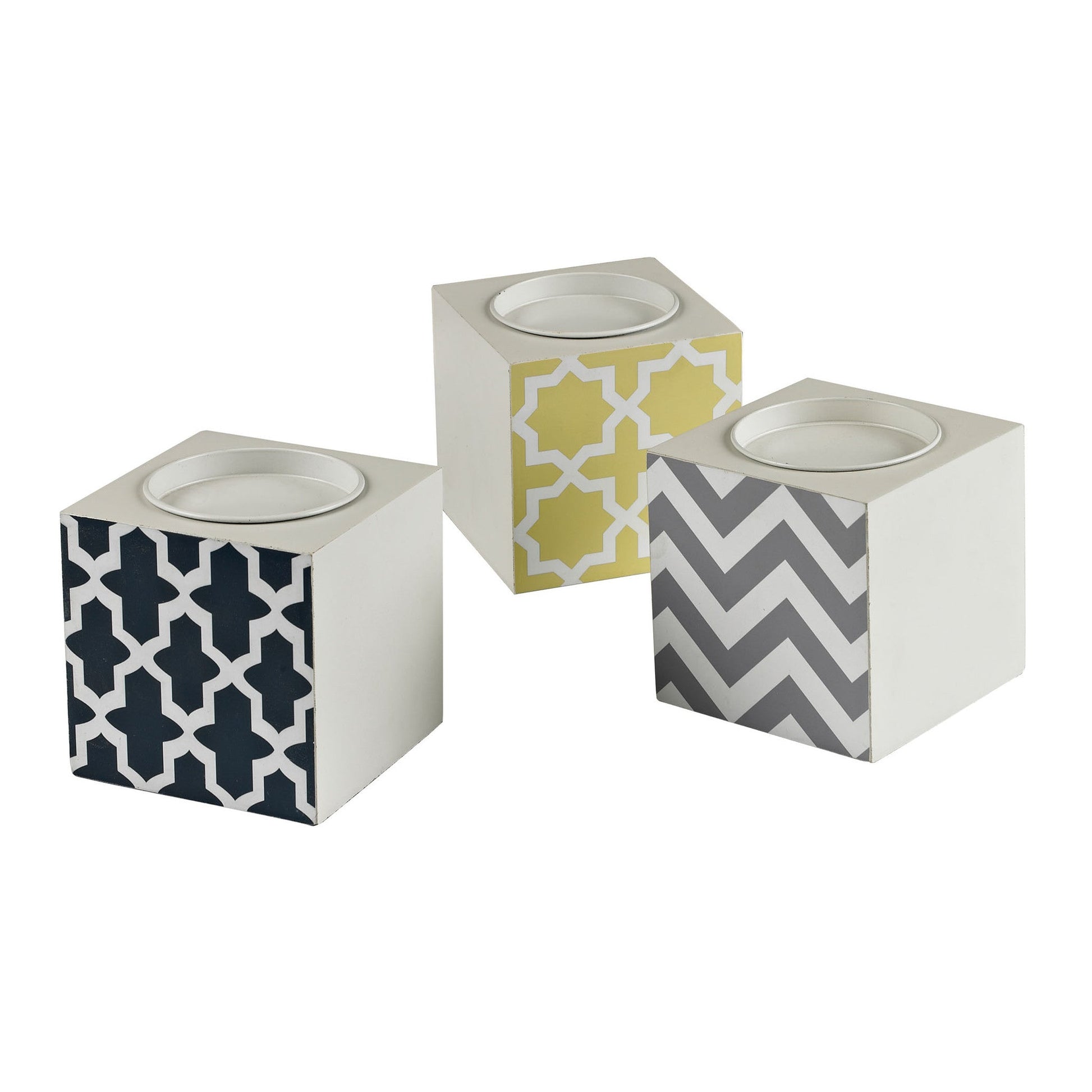ELK Lighting Chevron Print Candle Holders - Small - Set Of 3 Candle Holders, ELK Lighting, - Modish Store | Modishstore | Candle Holders