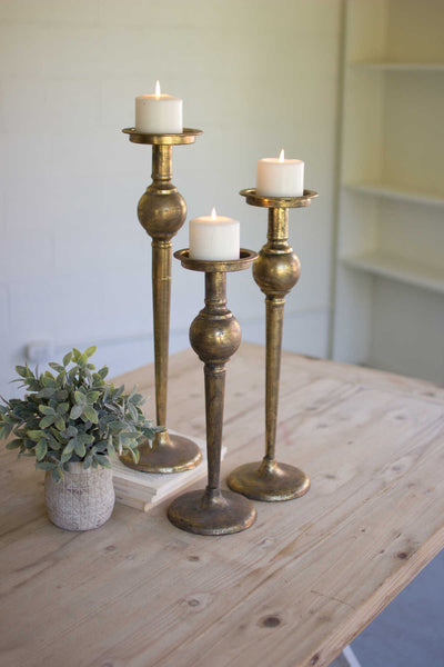 Kalalou Set Of Three Metal Candle Stands | Modishstore | Candle Holders