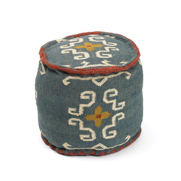 Round Tribal Kilim Pouf by GO Home
