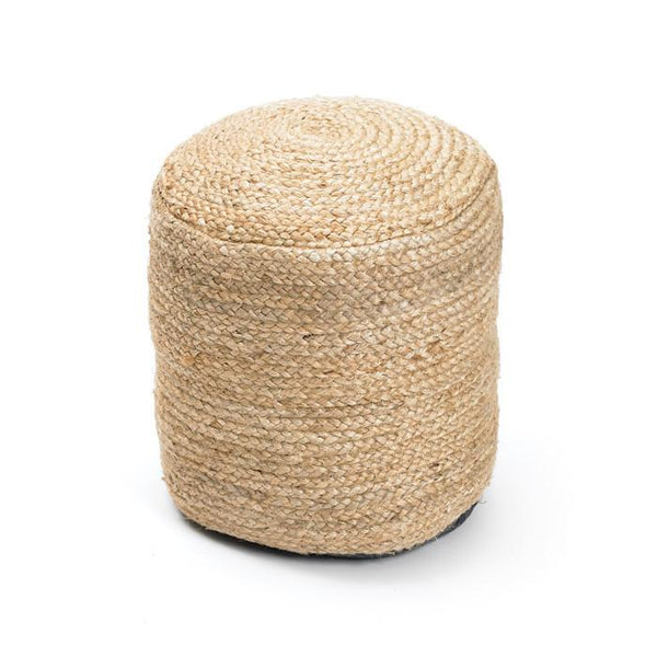 Round Braided Hemp Pouf by GO Home
