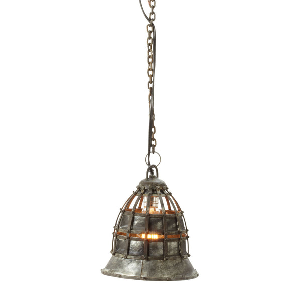 Dimond Home Flared Fortress 1 Light Pendant In Distressed Silver | Modishstore | Pendant Lamps
