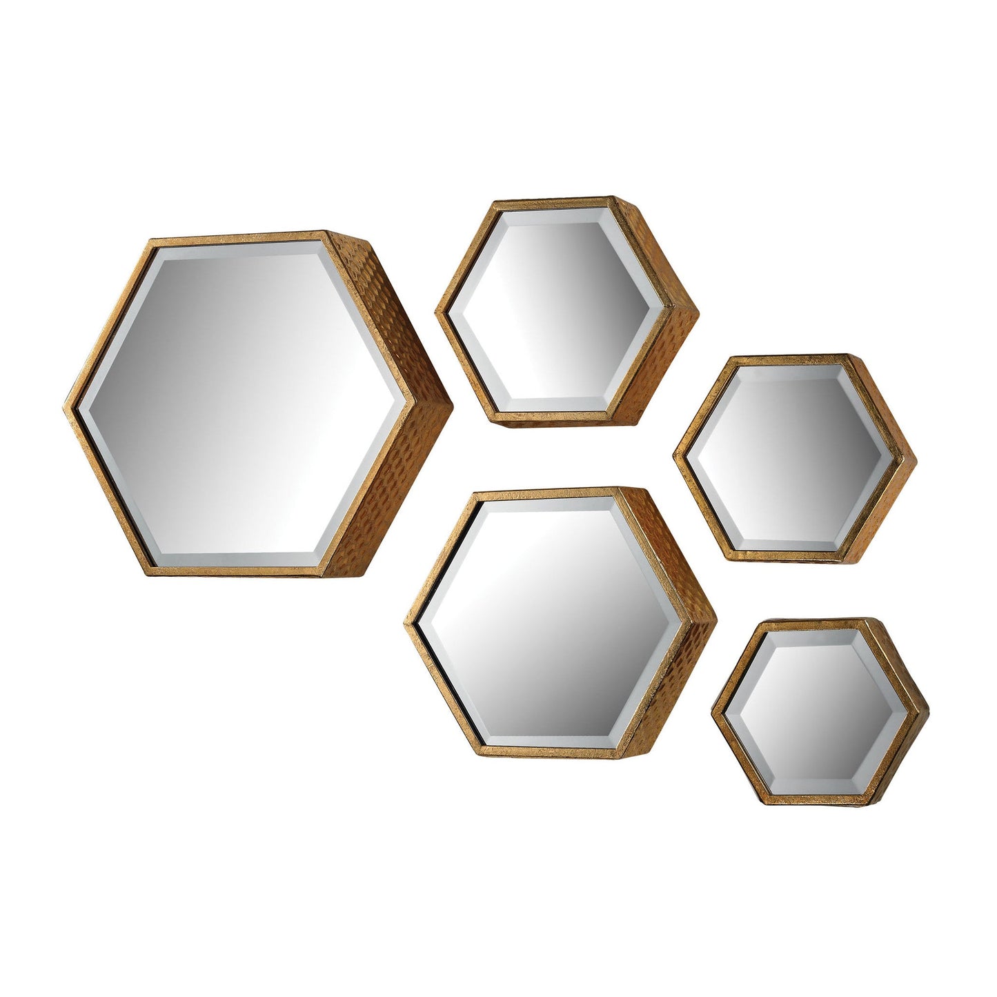 Sterling Industries Hexagonal Beveled Mirror - Set of 5 | Modishstore | Mirrors