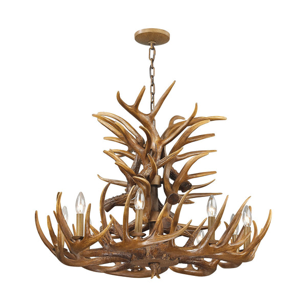 ELK Lighting 9 Light Chandelier In Wood Brown - 16316/9 | Modishstore | Chandeliers