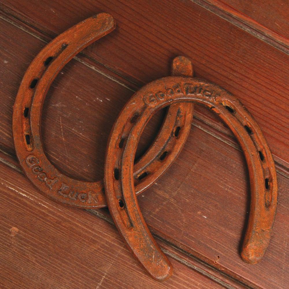 HomArt Good Luck Horse Shoe - Cast Iron - Rust - Set of 12 - Feature Image | Modishstore | Home Accents