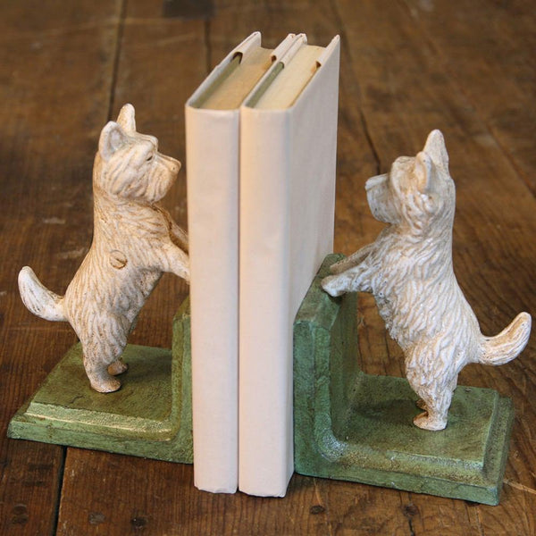 HomArt Standing Westie Bookend - Cast Iron - White-3