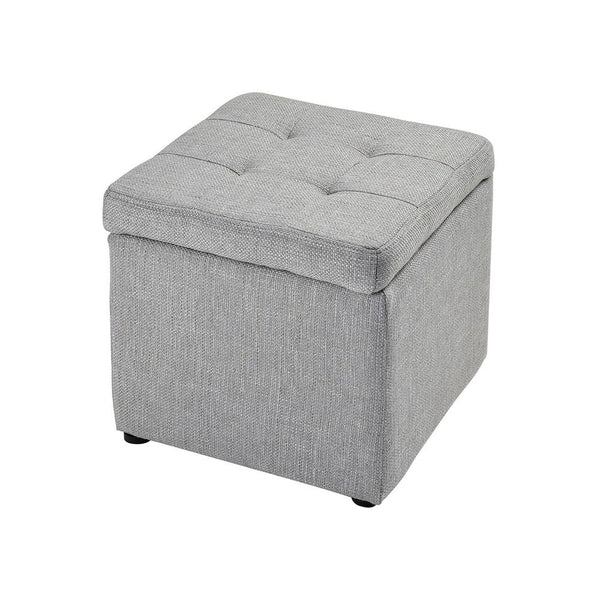 Stein World Mckenna Grey Linen Ottoman | Modishstore | Ottomans