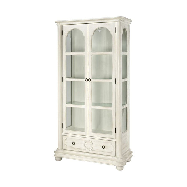 Stein World Leena Antique White With Clear Glass Display Cabinet | Modishstore | Cabinets