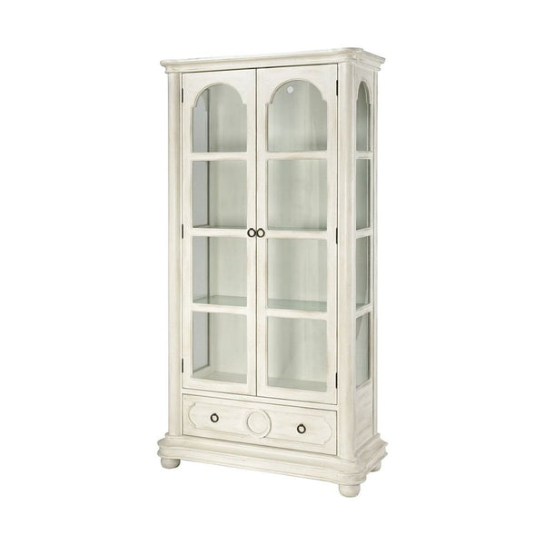 Stein World Leena Antique White With Clear Glass Display Cabinet | Modishstore | Cabinets