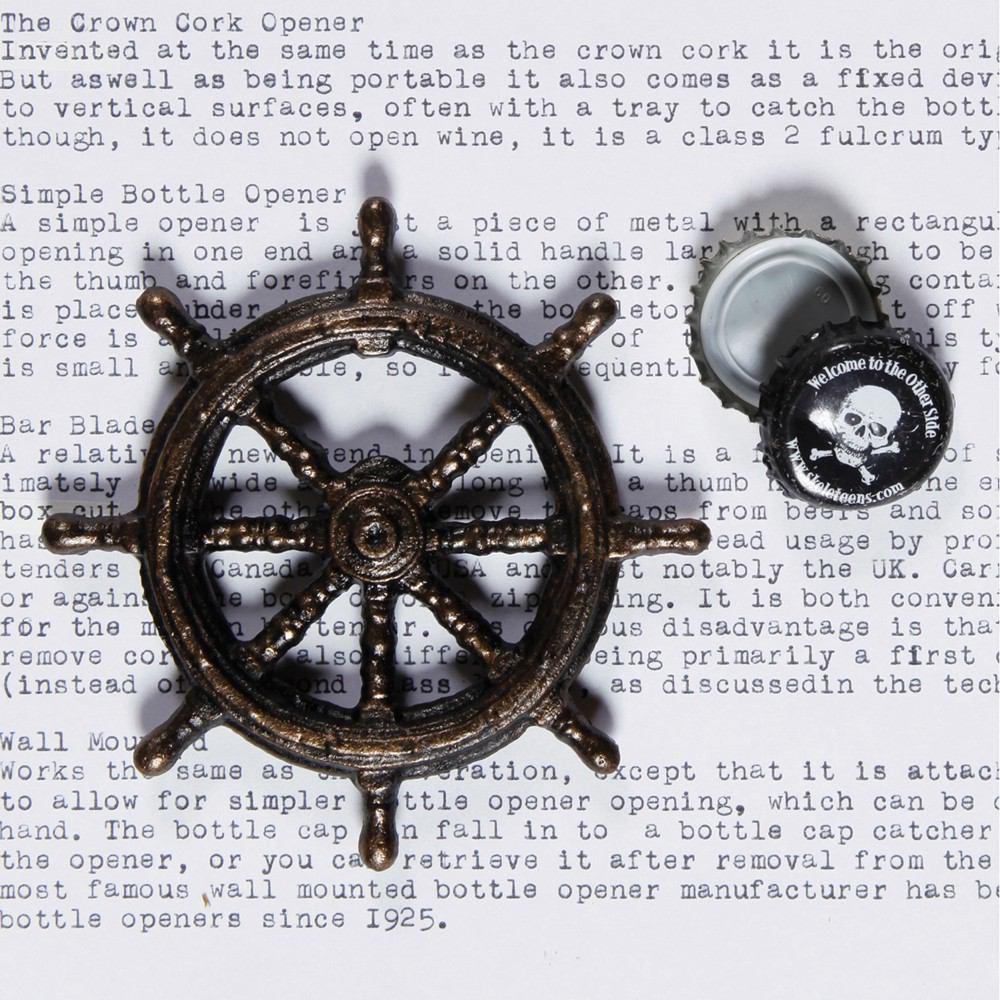 HomArt Ships Wheel Bottle Opener - Bronze - Set of 6 - Feature Image | Modishstore | Wine & Bar Accessories