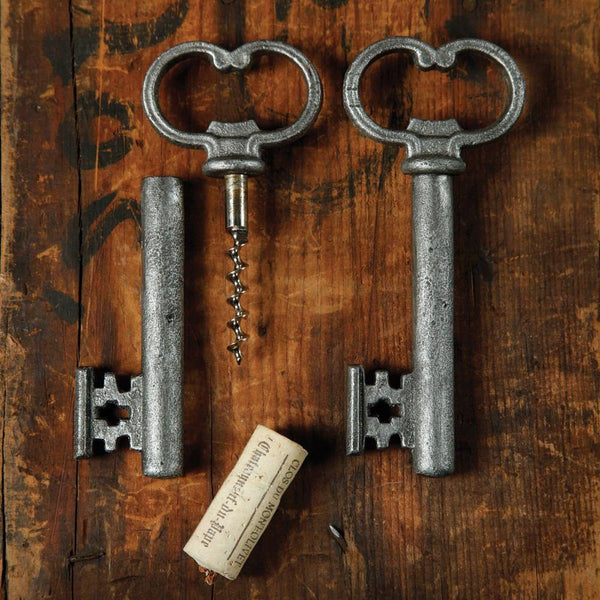 HomArt Skeleton Key Bottle Opener & Cork Pull - Antique Silver - Set of 6 - Feature Image | Modishstore | Wine & Bar Accessories