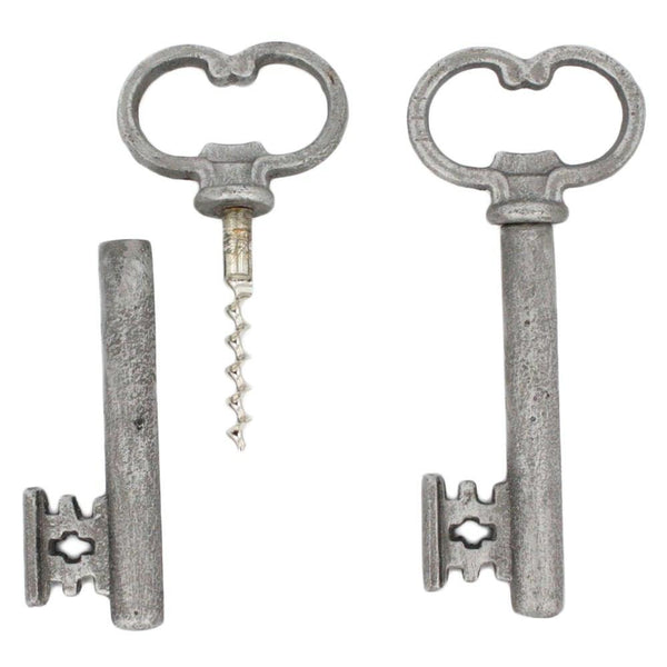 HomArt Skeleton Key Bottle Opener & Cork Pull - Antique Silver - Set of 6-2