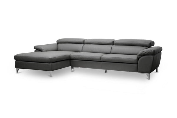 baxton studio voight gray modern sectional sofa | Modish Furniture Store-2