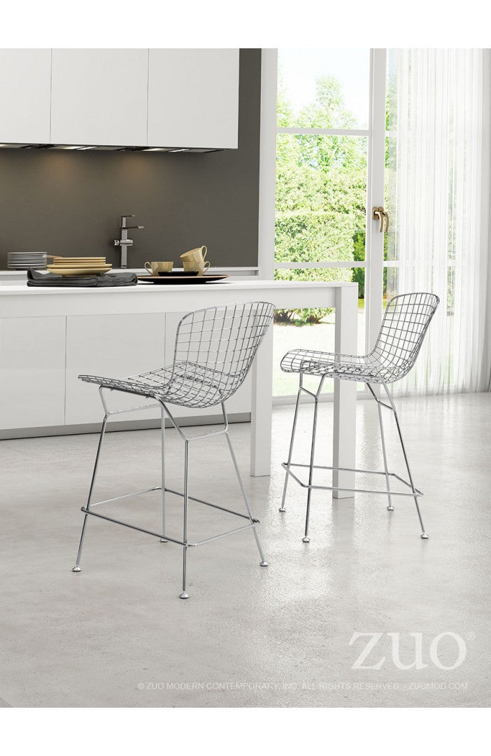 Zuo Wire Counter Chair Chrome - Set Of 2 | Counter Stools | Modishstore