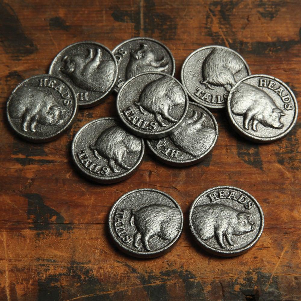 HomArt Heads or Tails Coin - Cast Iron - Antique Silver - Set of 12 - Feature Image | Modishstore | Home Accents