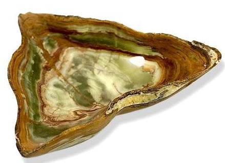 Raw Edge Banded Onyx Bowl - Large - Cream/Green/Brown | ModishStore | Decorative Bowls