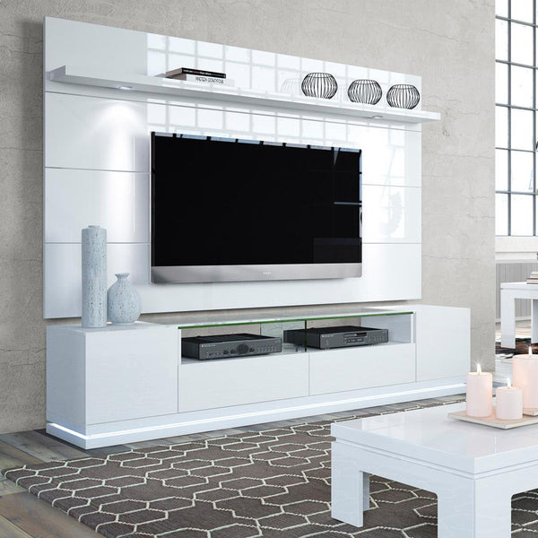 Manhattan Comfort Vanderbilt TV Stand and Cabrini 2.2 Floating Wall TV Panel with LED Lights | TV Panels | Modishstore-4