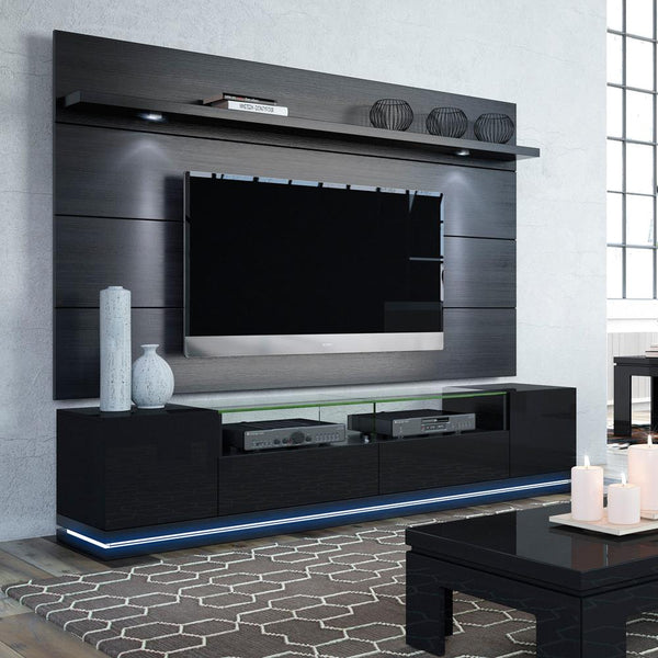Manhattan Comfort Vanderbilt TV Stand and Cabrini 2.2 Floating Wall TV Panel with LED Lights | TV Panels | Modishstore-9