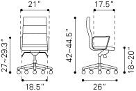 Zuo Engineer High Back Office Chair | Office Chairs | Modishstore-5