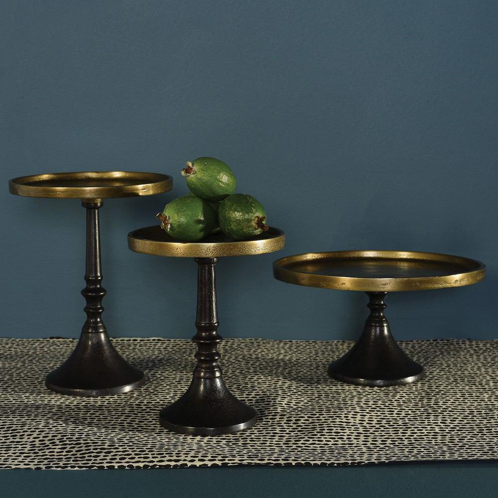HomArt Reese Pedestal - Brass & Bronze | Modishstore | Pedestal Trays