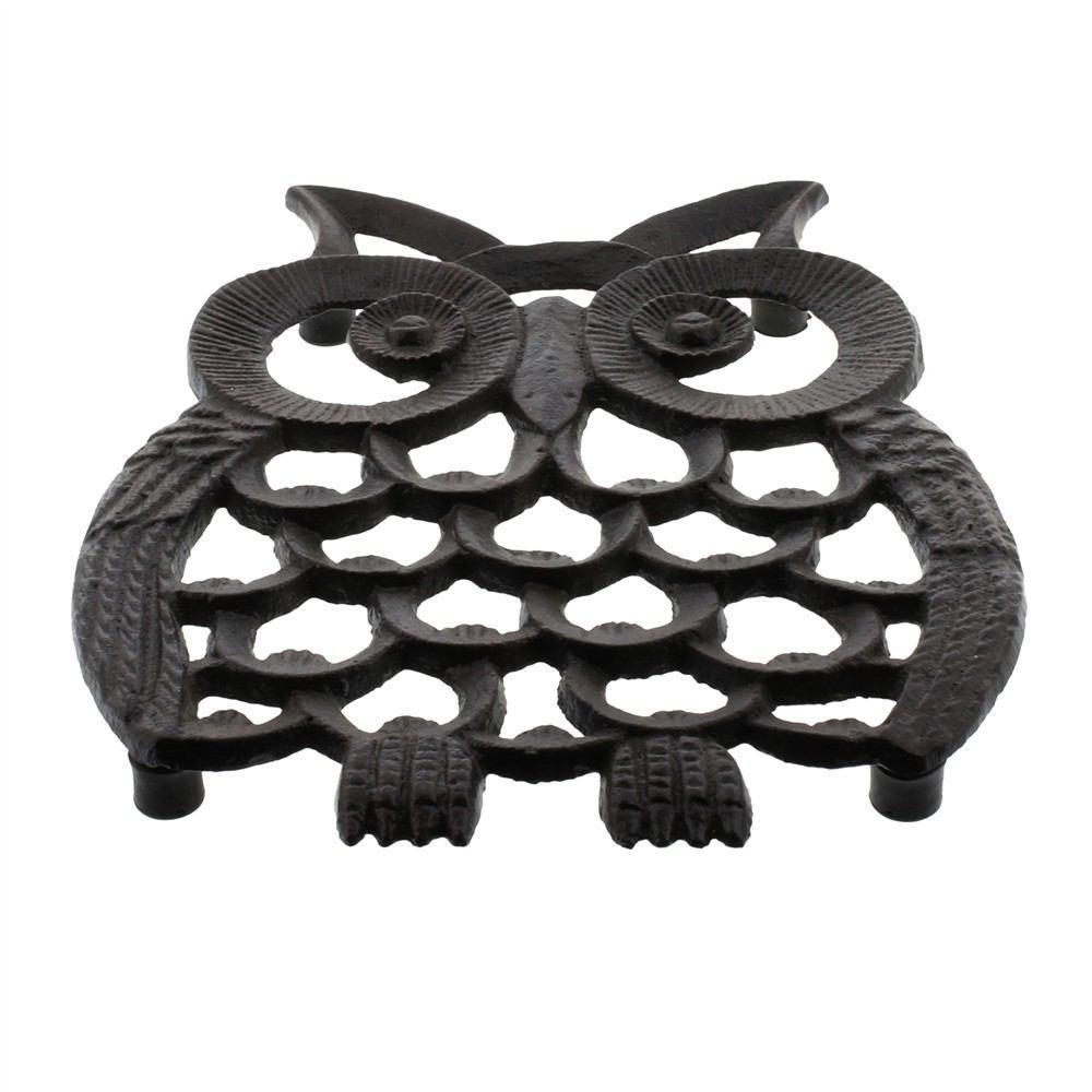 HomArt Owl Trivet - Cast Iron - Black - Set of 4-3