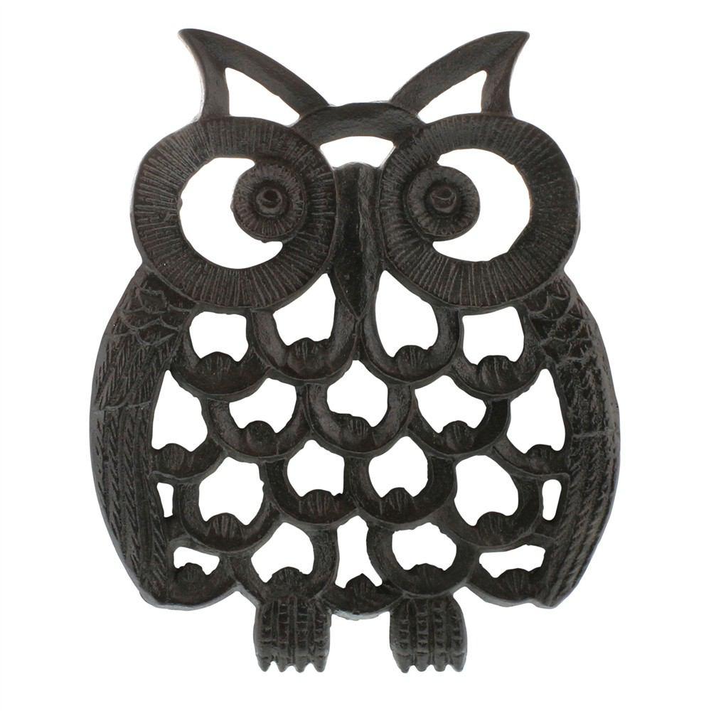 HomArt Owl Trivet - Cast Iron - Black - Set of 4-2