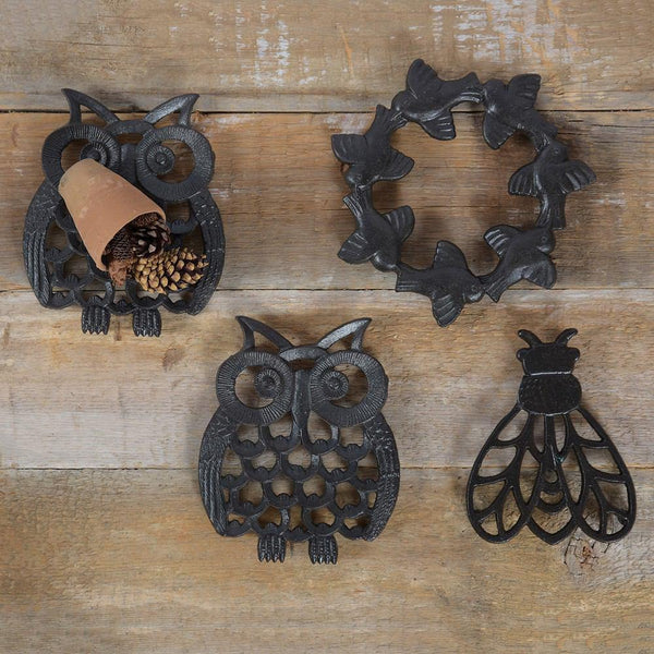 HomArt Bird Trivet - Cast Iron - Black - Set of 4 - Feature Image | Modishstore | Wall Decor