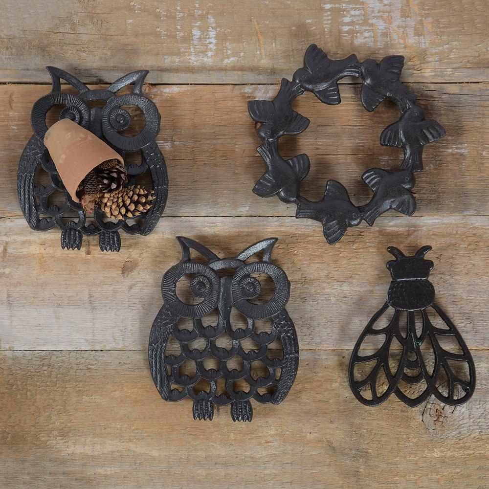 HomArt Bee Trivet - Cast Iron - Black - Set of 8 - Feature Image | Modishstore | Wall Decor