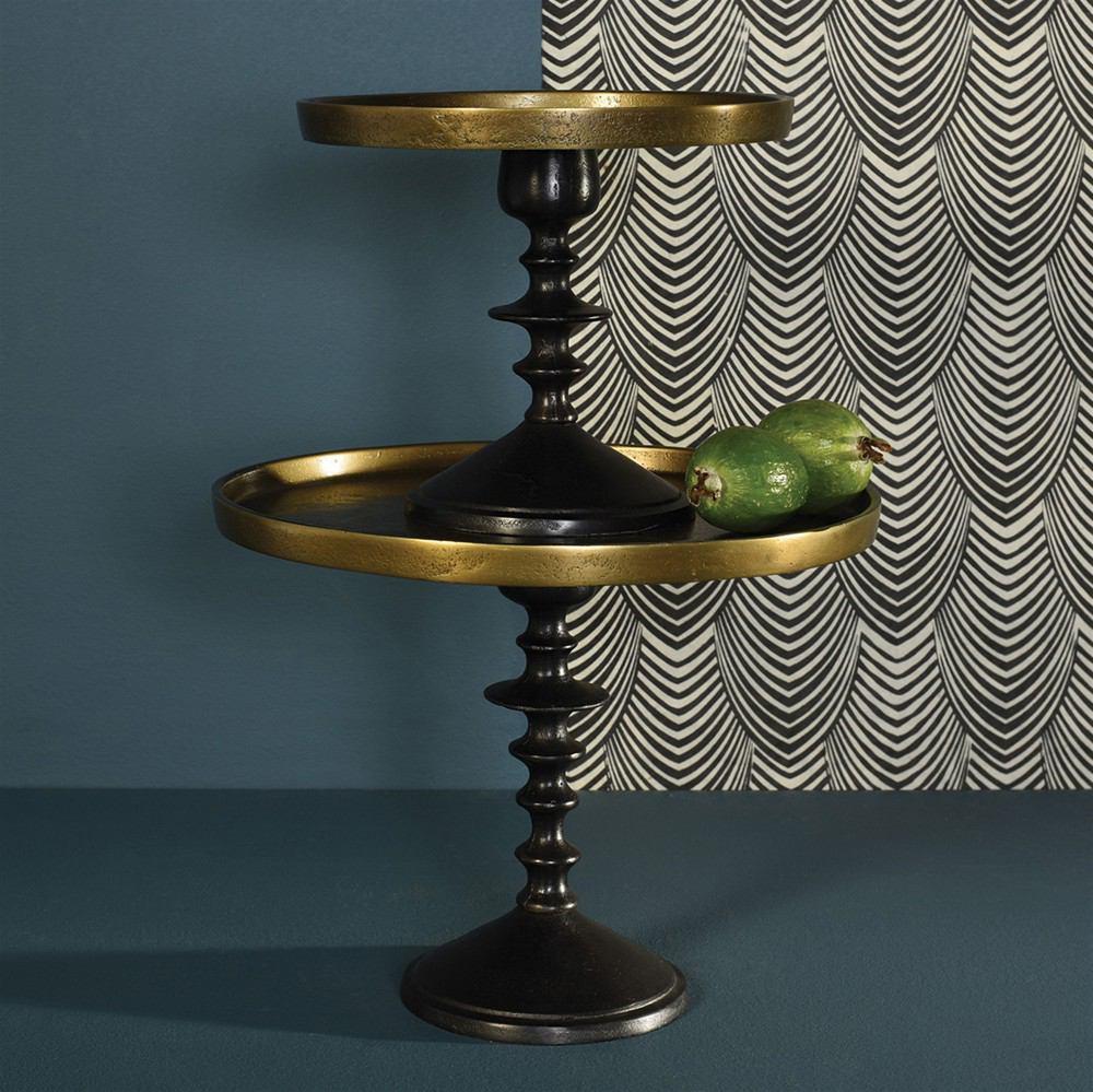 HomArt Morgan Pedestal - Brass & Bronze | Modishstore | Trays & Pedestals
