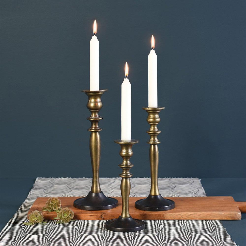 HomArt Sasha Taper Holder - Brass & Bronze - Set of 4 | Modishstore | Candle Holders