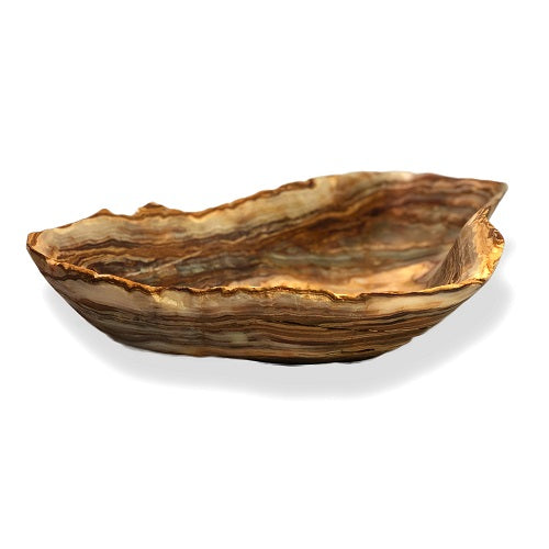 Raw Edge Onyx Bowl - Large- Amber/Tan/Grey-4