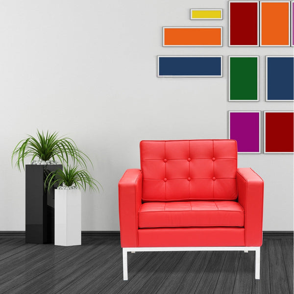 Fine Mod Imports Button Arm Chair in Leather | Armchairs | Modishstore-20
