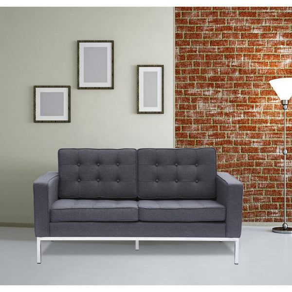 Fine Mod Imports Button Loveseat in Wool | Loveseats | Modishstore