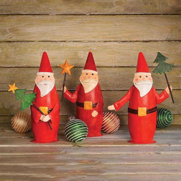 HomArt Painted Metal Santa Trio - Set of 3 - 23080-0 - Feature Image | Modishstore | Holiday