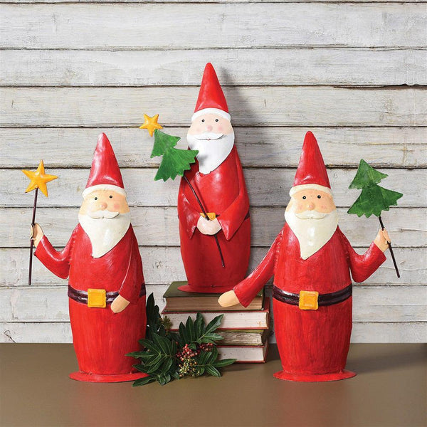 HomArt Painted Metal Santa Trio - Set of 3 - 23081-0 - Feature Image | Modishstore | Holiday